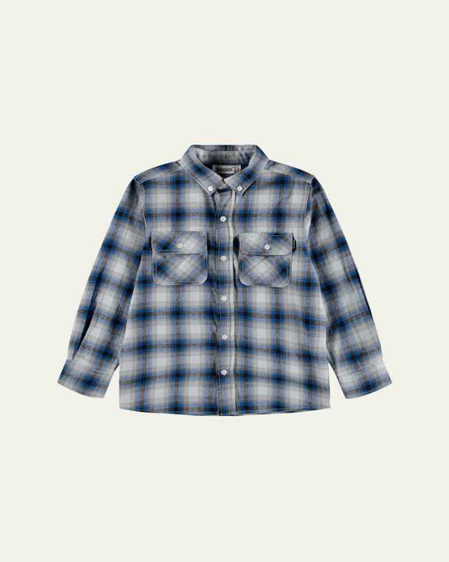 Boy's Rozzy Cotton Check Button-Front Shirt, Size 7-16